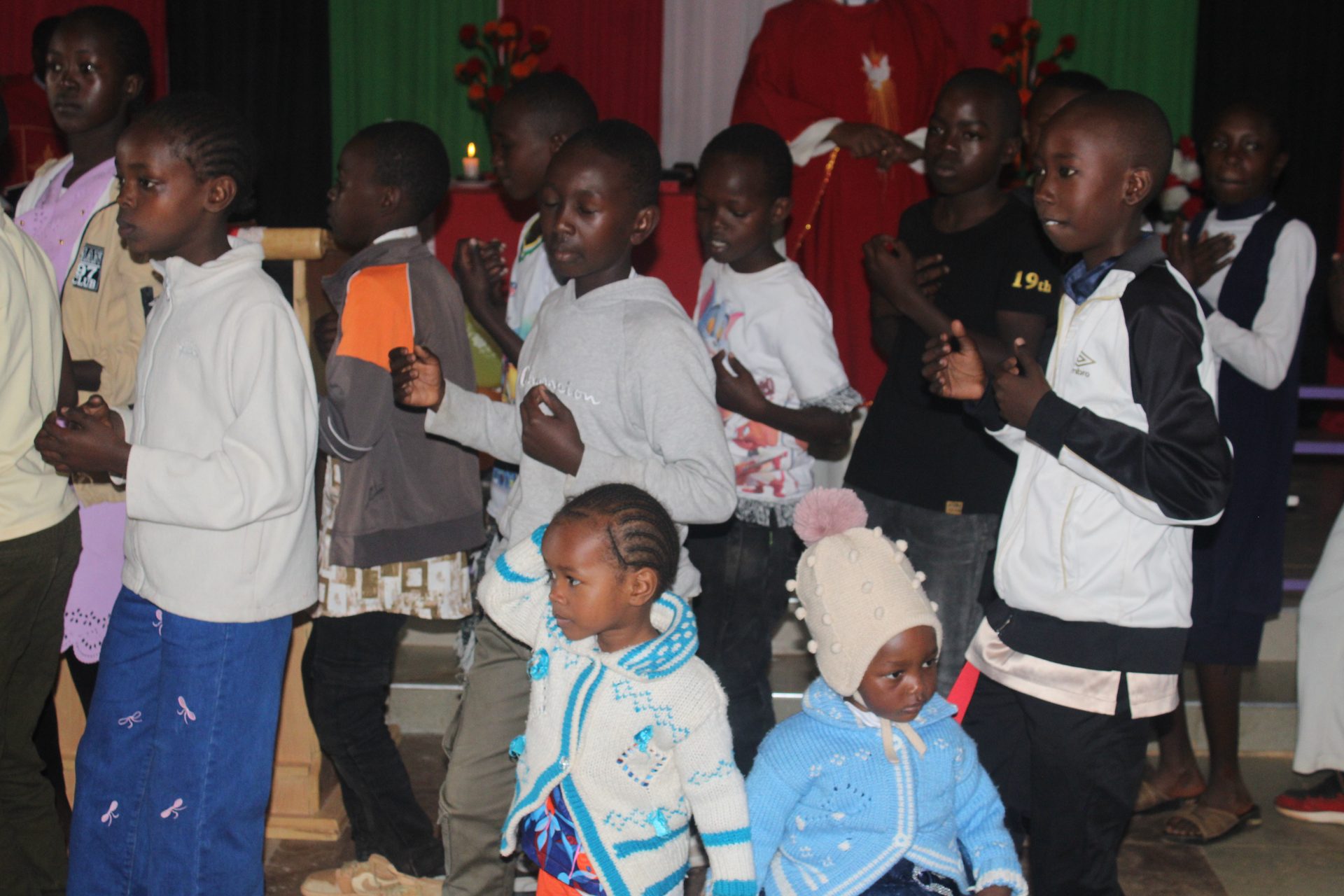 Sunday school children danced and enjoyed the service